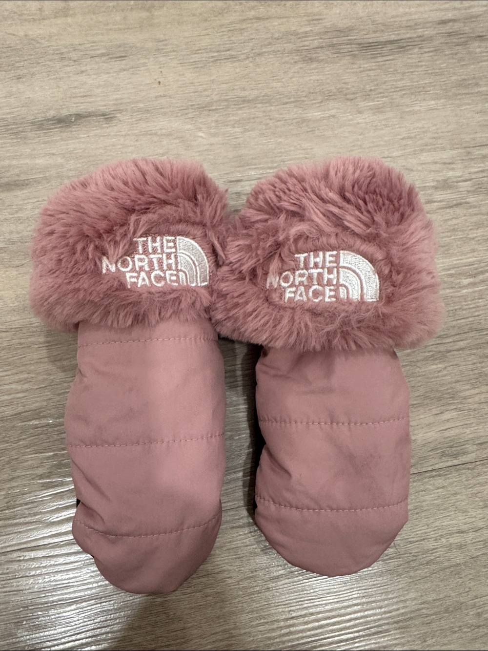 Kids Pink Fuzzy Mittens
